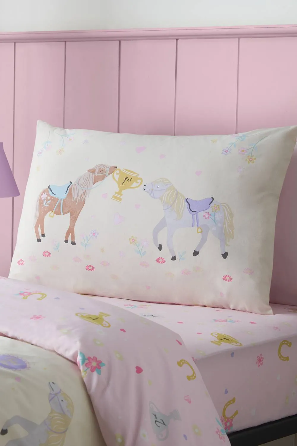Catherine Lansfield 'Happy Horses' Reversible Duvet Cover Set in Cream 3