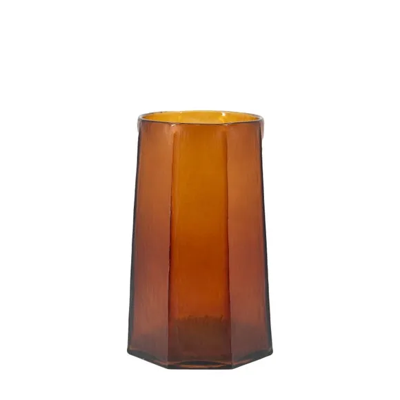 Crossland Grove Organic Faceted Hurricane Amber H260mm, Brown 4