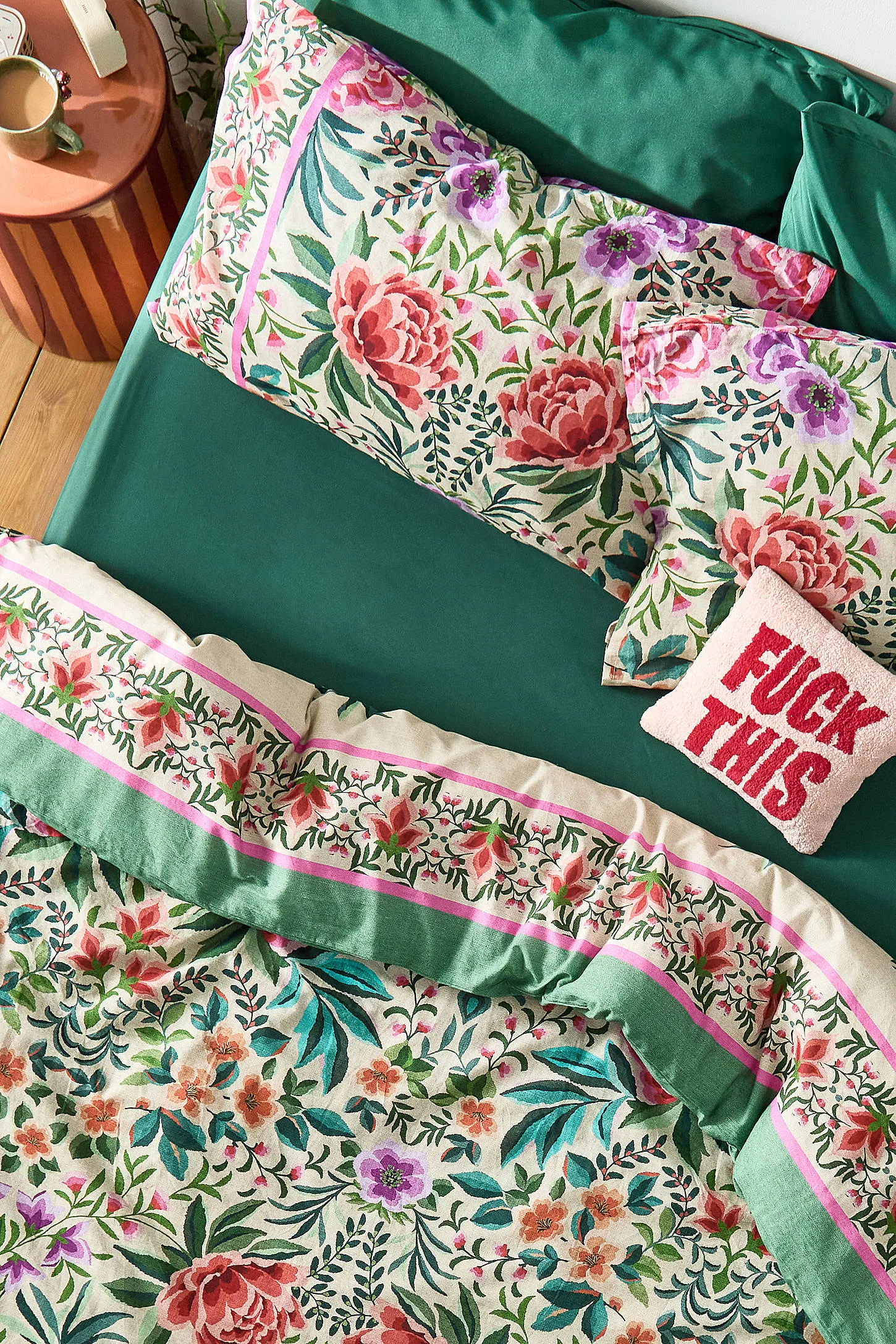 Evelyn Floral Duvet Set - Dark Green 2
