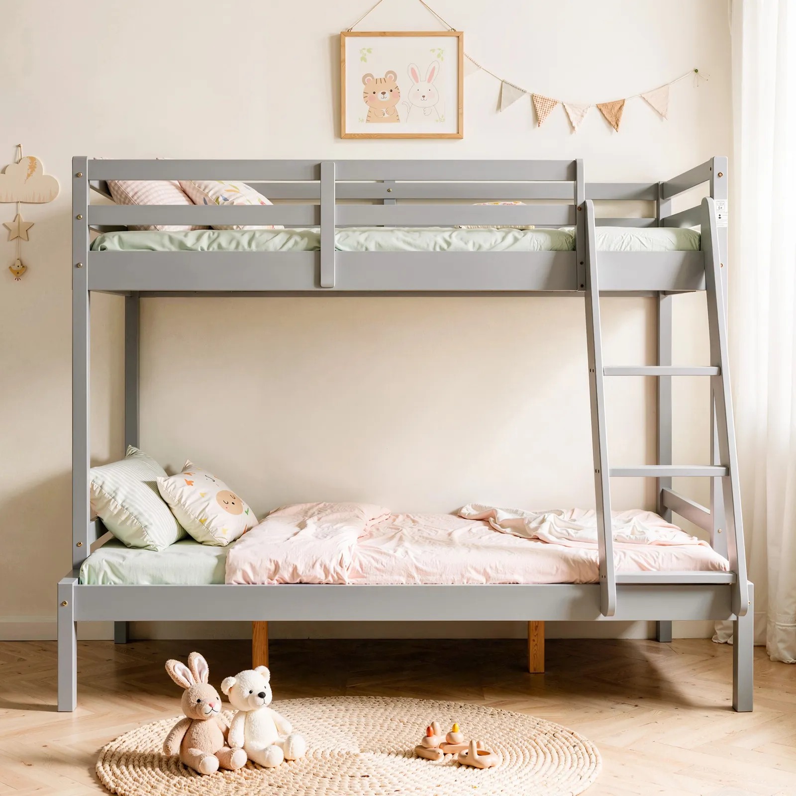 Comfy Living Ltd Wooden Triple Bunk 3ft/4ft In Various Colours in Grey 3
