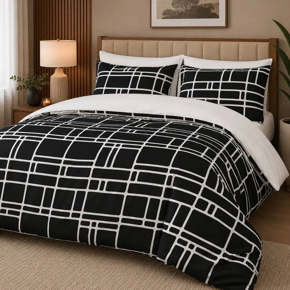 Grace Elegant Brushed Microfiber Duvet Cover Sets Ultrasoft in Black
