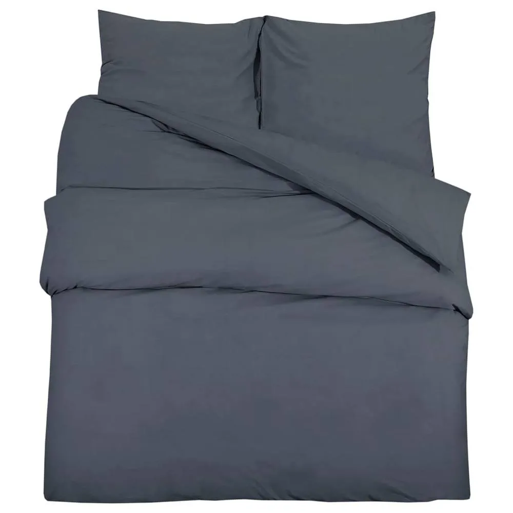 Berkfield Home Duvet Cover Set Anthracite 155x220 cm Cotton in Charcoal