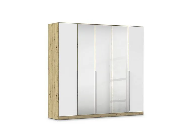 Freja 226cm 5 Door Hinged Decor Wardrobe With Mirror Doors - Alpine White