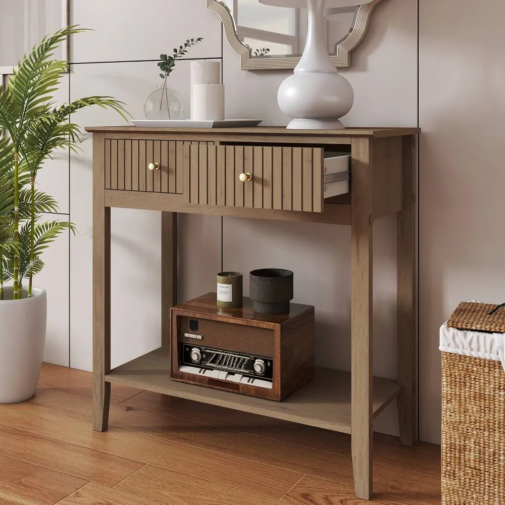 Melody Maison 2 Drawer Console / Dressing Table - Hales Pale Wood Range in Brown 3
