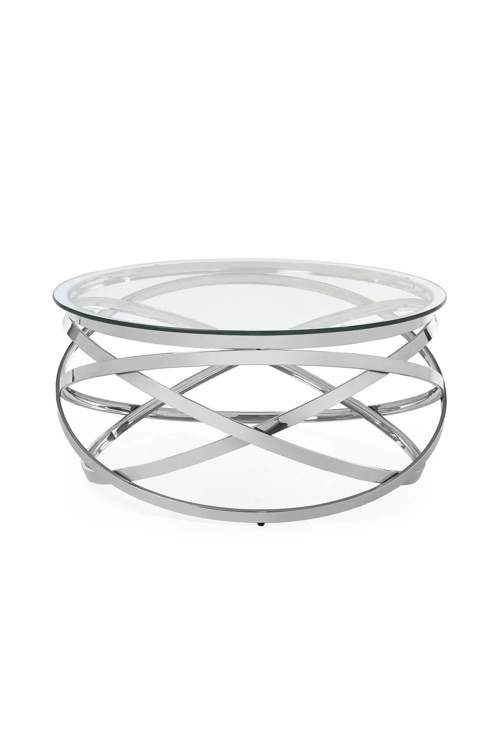 Julian Bowen Vienna Round Glass Top Spiral Frame Coffee Table in Silver 3