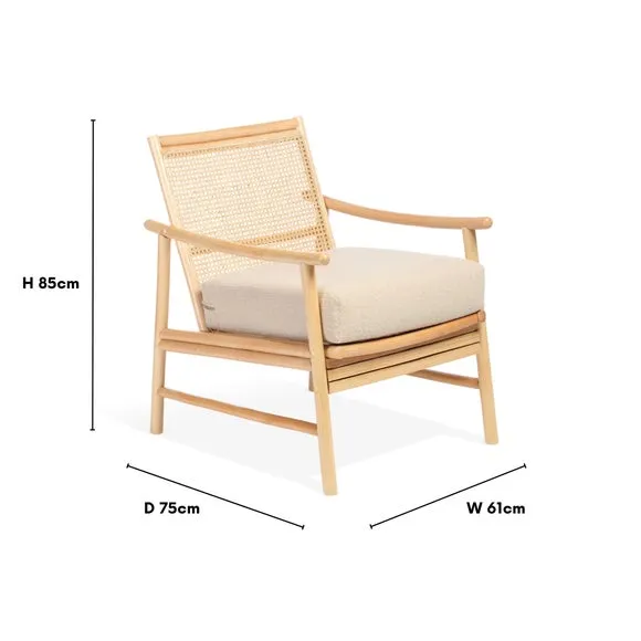 Desser Borneo Rattan Chair with Boucle Cushion 6
