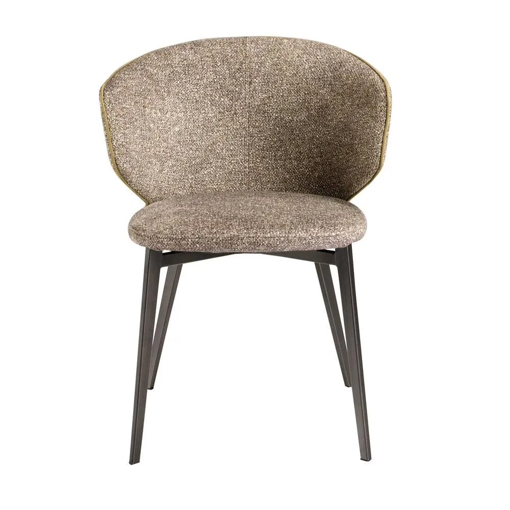 Angel Cerda Brown Marbled Fabric Dining Chair with Anthracite Metal Legs 2