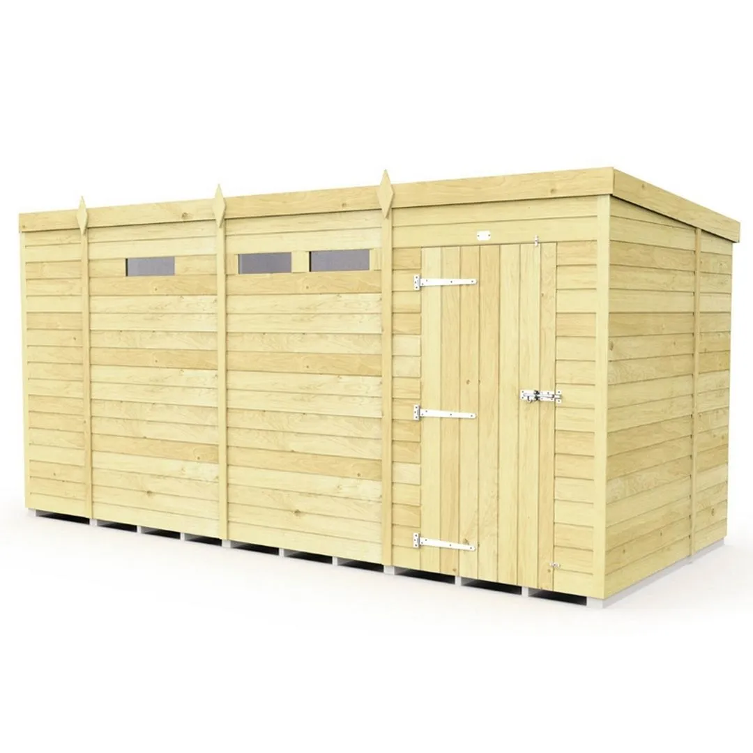 Buttercup Farm 13 x 6 Feet Pent Security Shed - Single Door - L178 x W387 x H201 cm in Brown