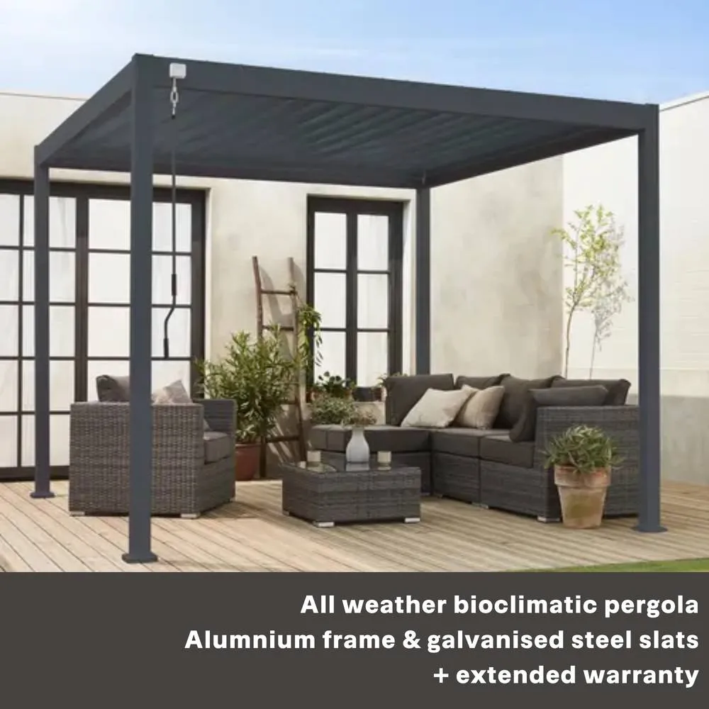 sweeek Louvered Pergola Aluminium 4 X 3m in Dark Grey