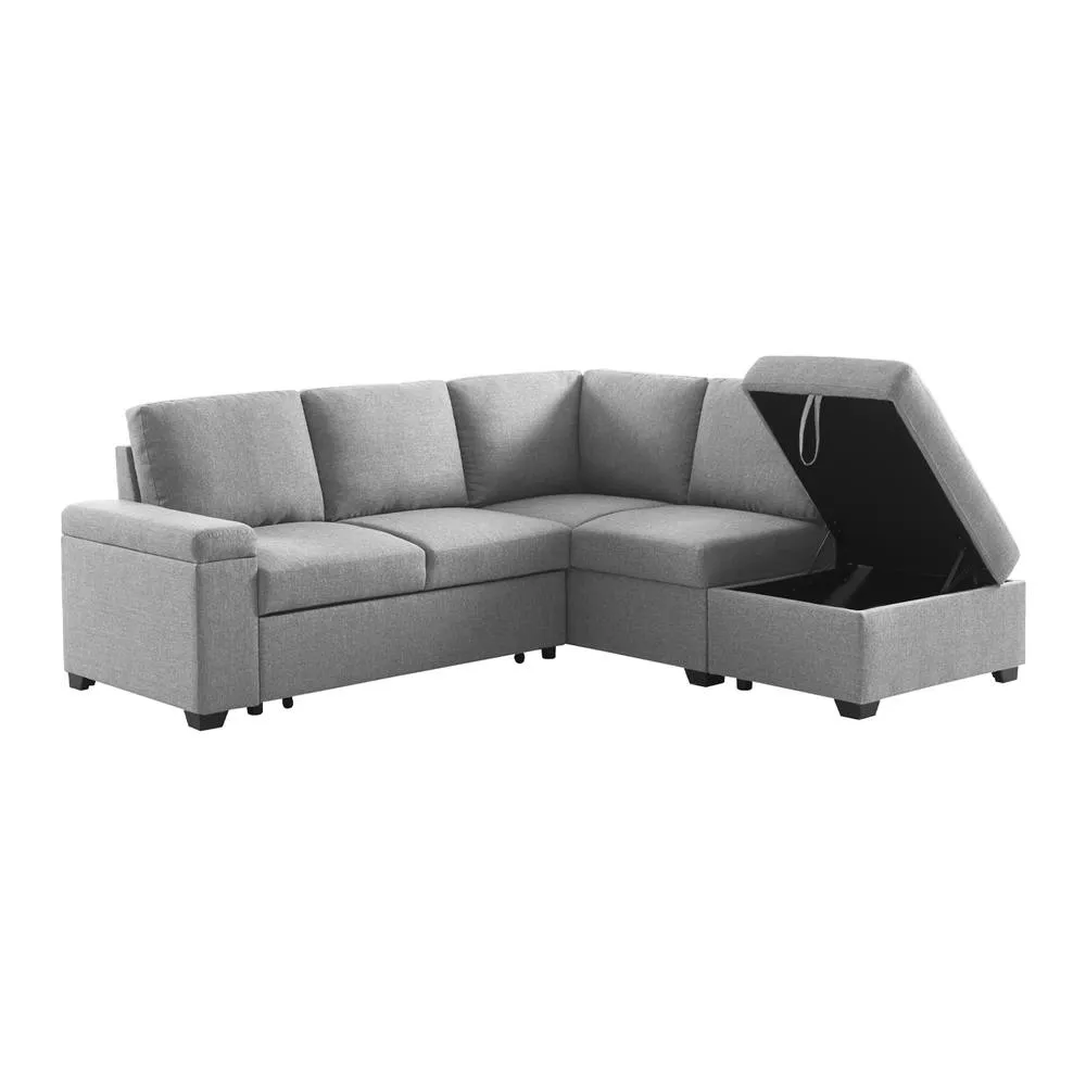 sweeek 3-seater Corner Sofa Bed With Footstool in Light Grey 6
