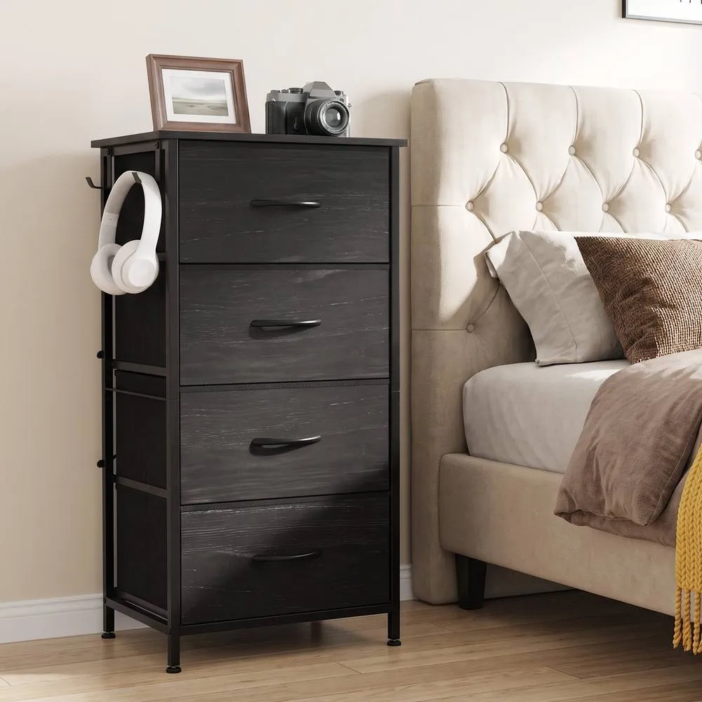 HOMCOM Fabric Chest of Drawers, 4 Drawer Dresser for Bedroom, Black 2