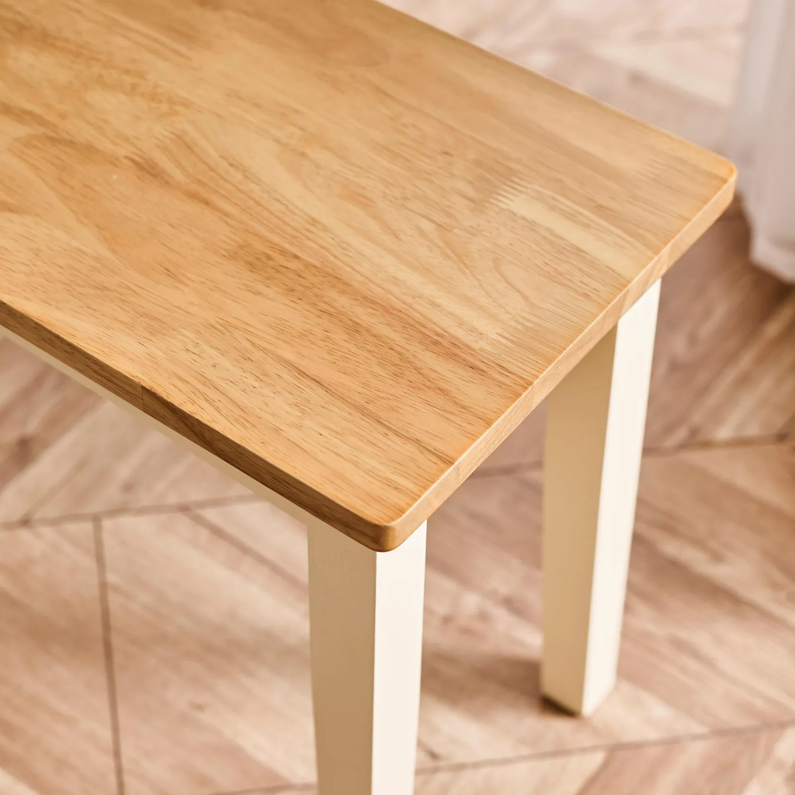 FurnitureboxUK Tenby Small Cream & Oak Coloured Wooden Dining Bench in Light Oak 4