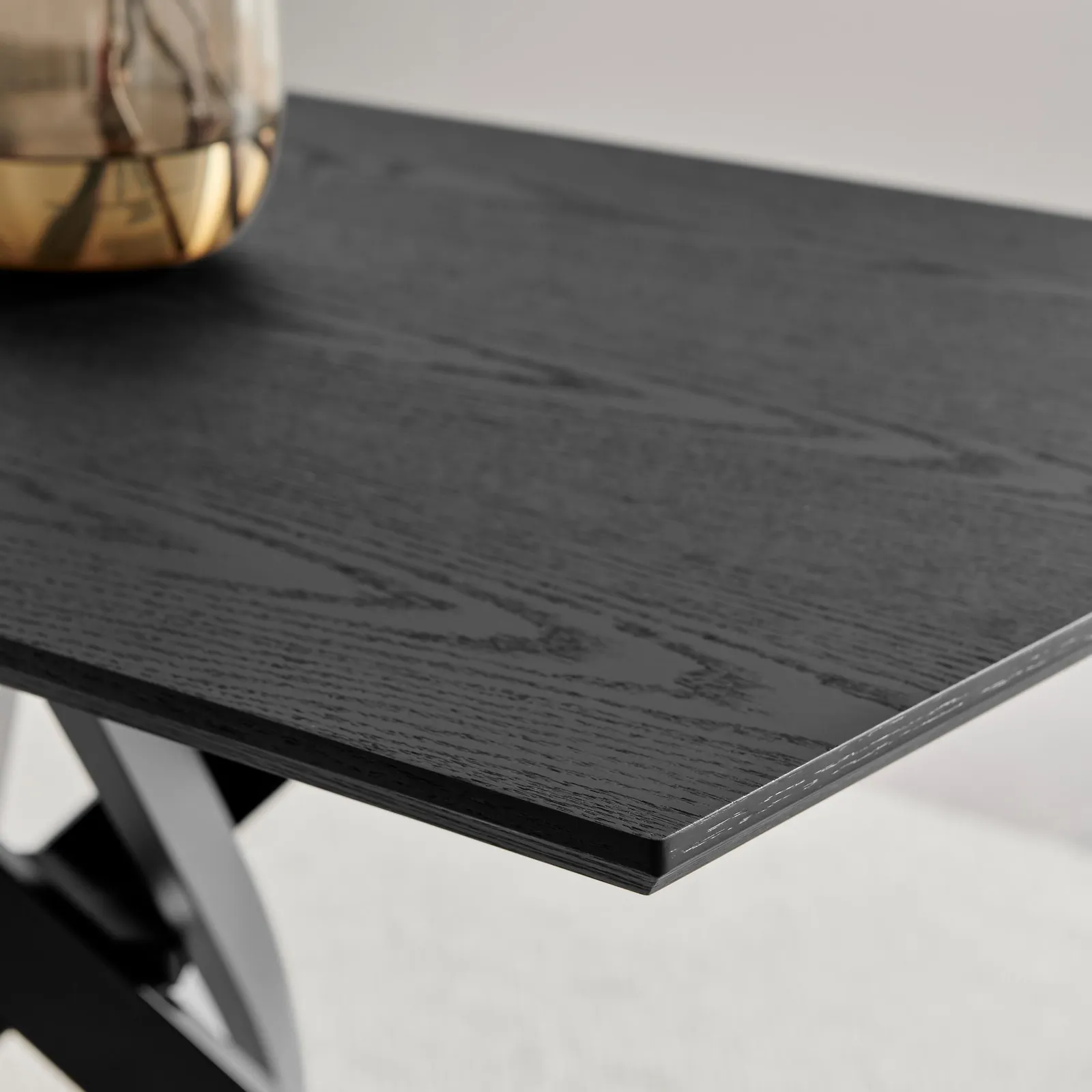 FurnitureboxUK Leonardo Black Top Dining Table & 4 Beaumont Grey Fabric Chairs in Cream 4