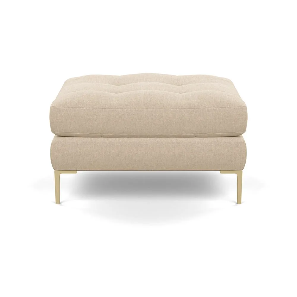 Heal's Eton Footstool Brushed Cotton Oat Brass Feet
