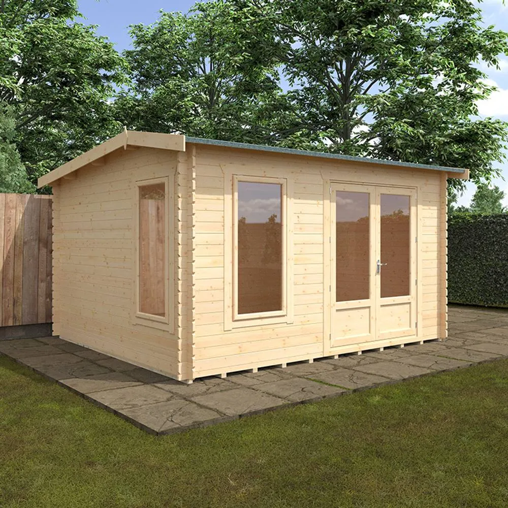 Buttercup Farm 14x12 The Longleat 28mm Cabin - L415 x W355 x H247 cm in Natural 2