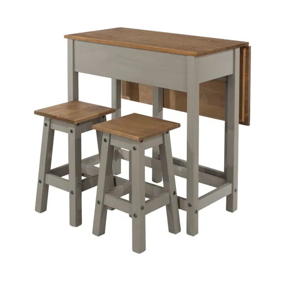 Corona 2 Seater Rectangular Drop Leaf Dining Table with 2 Chairs 5