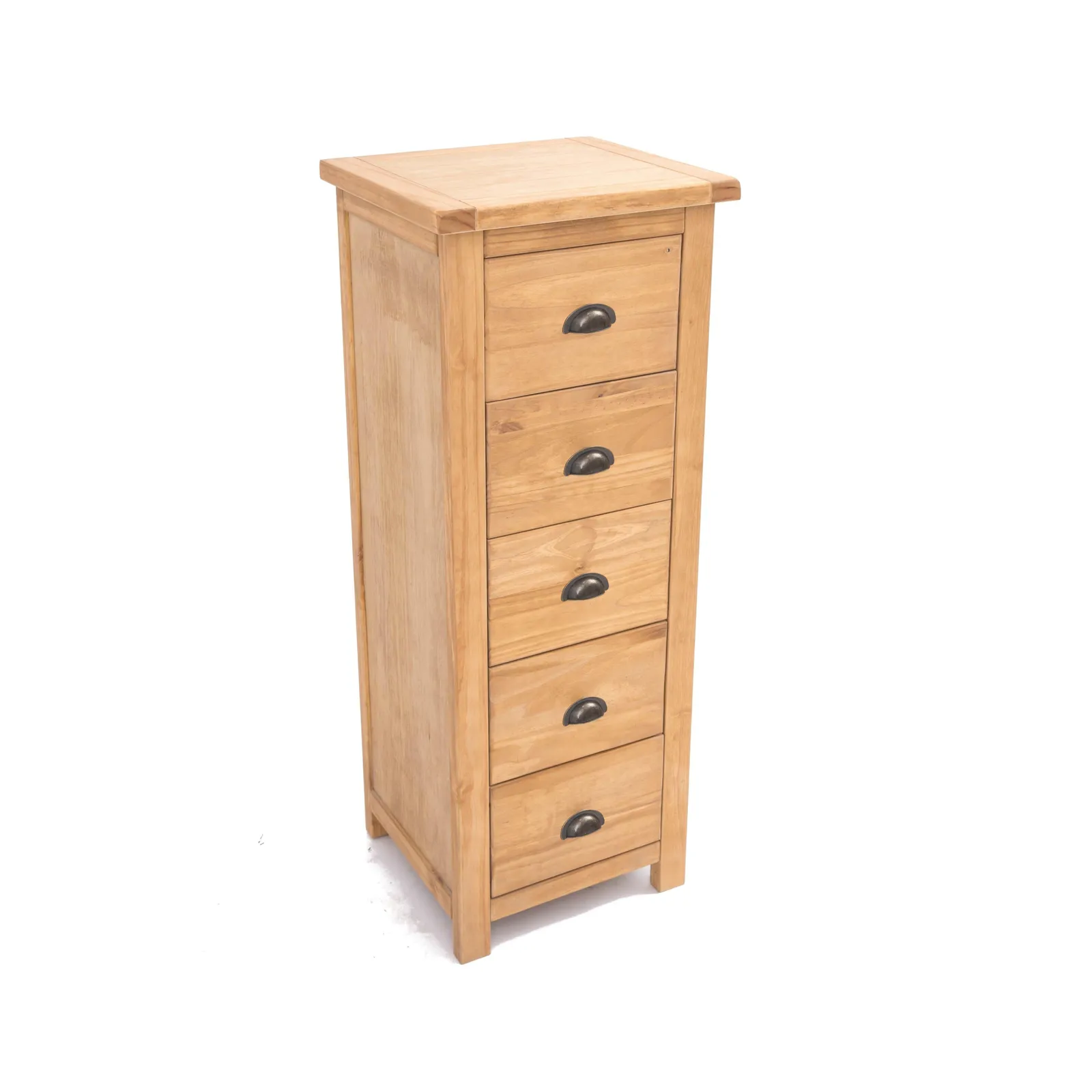 Cabinet Bits Lugo 5 Drawer Narrow Chest of Drawers Brass Cup Handle in Light Brown 3