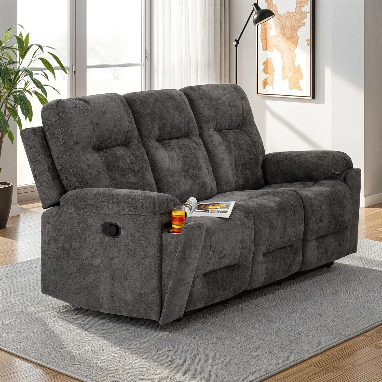 Seconique Guildford 3 Seater Recliner Sofa in Grey 2