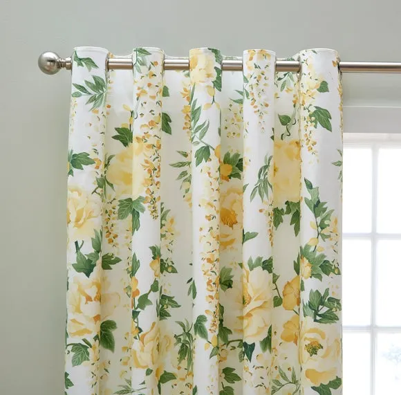 Hidcote Peonies Polycotton Eyelet Blackout Curtains 1