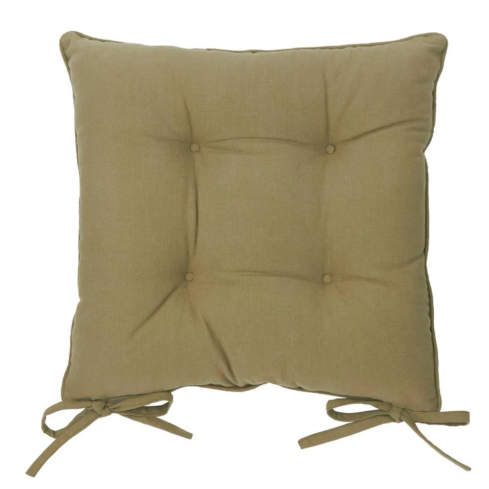 Yard Slub Cotton 2-Pack Plain Indoor/Outdoor Seat Pads in Dark Green 4