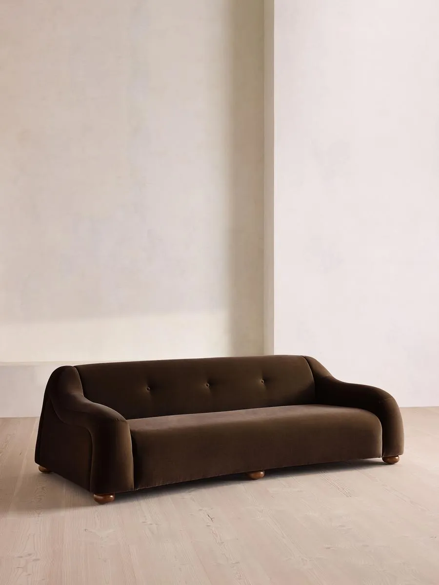 Liana Three Seater Sofa, Velvet, Chocolate