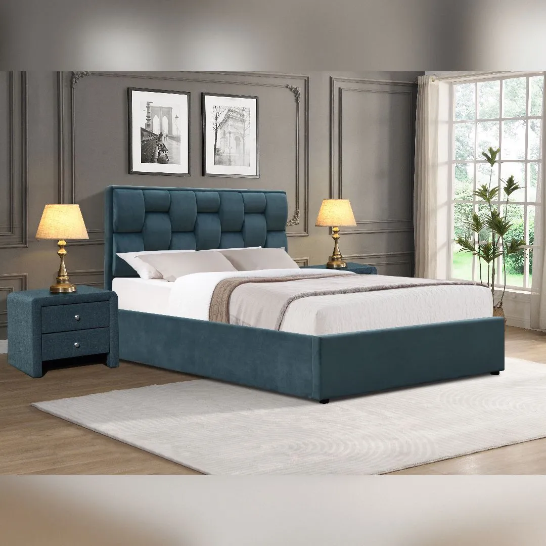 Comfy Living Ltd Plush Velvet Upholstered Gaslift Storage Bedframe in Duck Egg Blue 2