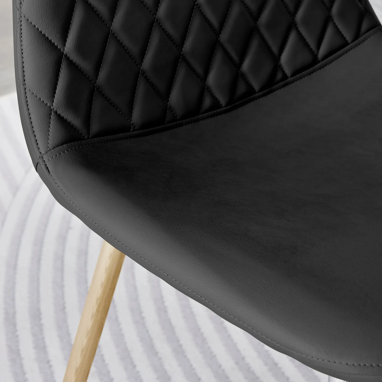 FurnitureboxUK 2x Corona Gold Leg Faux Leather Dining Chair in Black 6