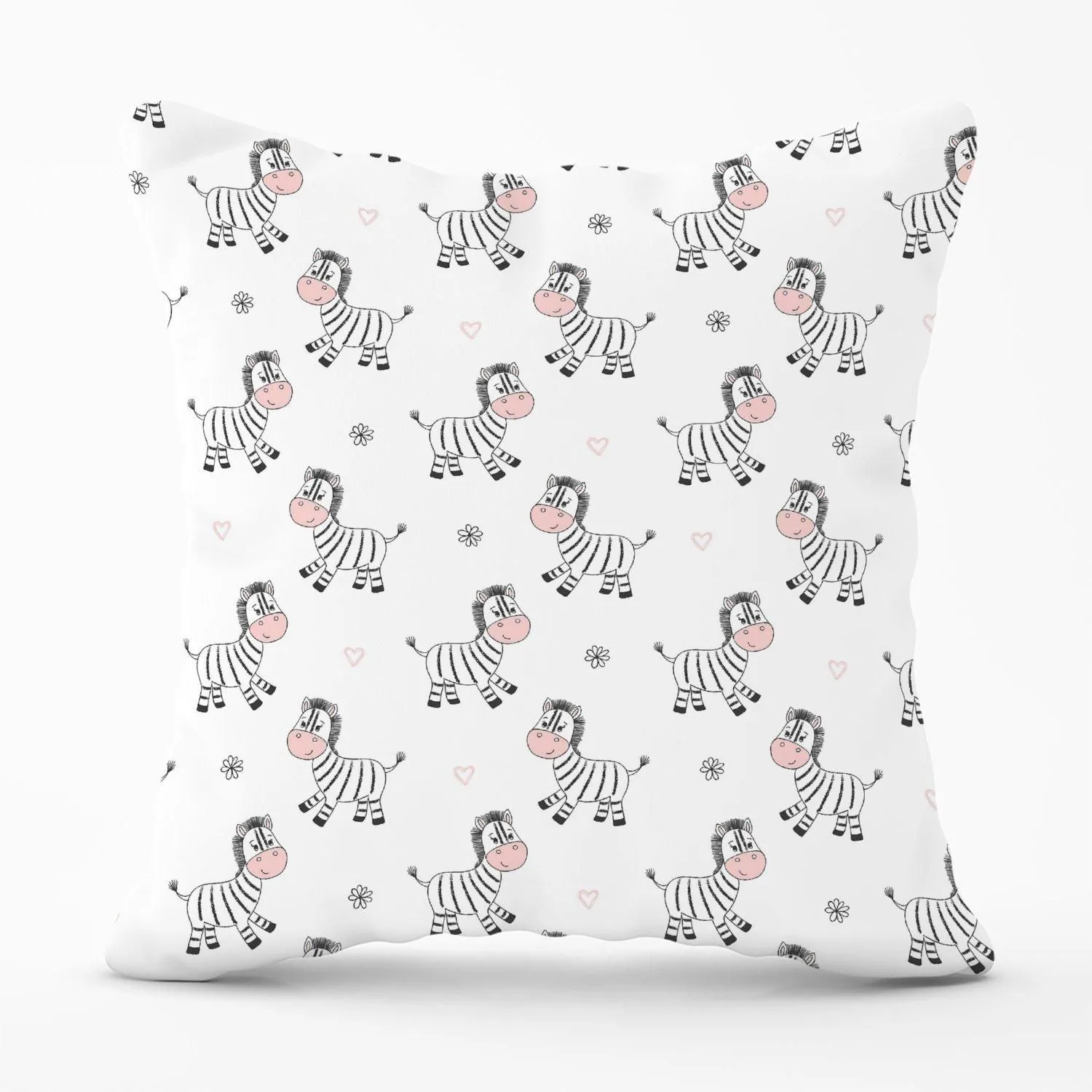 Warren Reed - Designer Cute Hand Drawn Zebra Outdoor Cushion in White