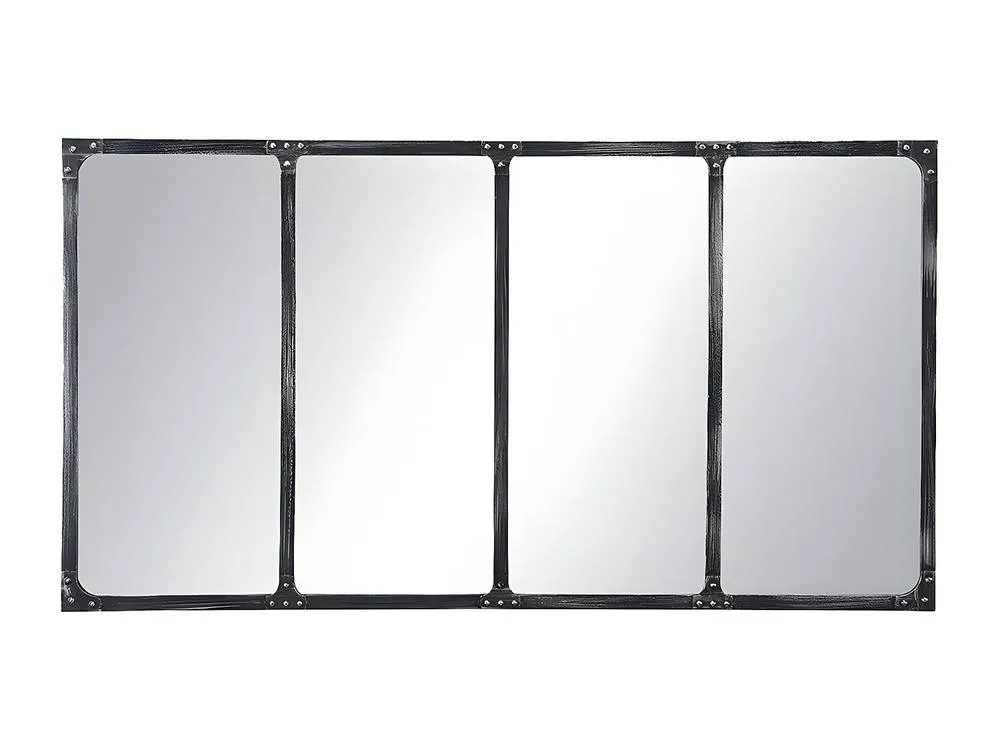 Vente-unique Industrial Iron Window Mirror - W. 140 X H. 75 Cm - Black - MAASTRICHT 4