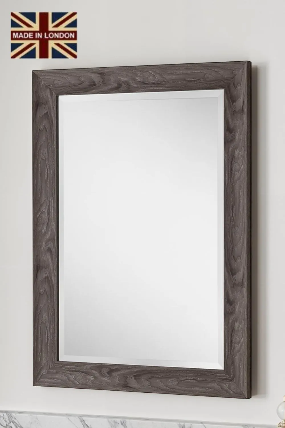 Yearn Mirrors Rustic Grey Wood Effect Scooped Framed Mirror 129.5x106.5cm in Pale Green