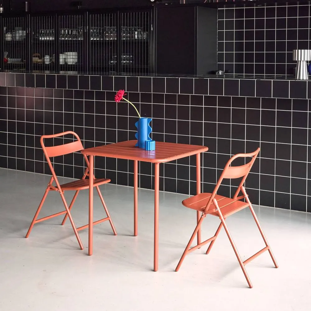 sweeek Metal garden table + 2 chairs in Terracotta 4