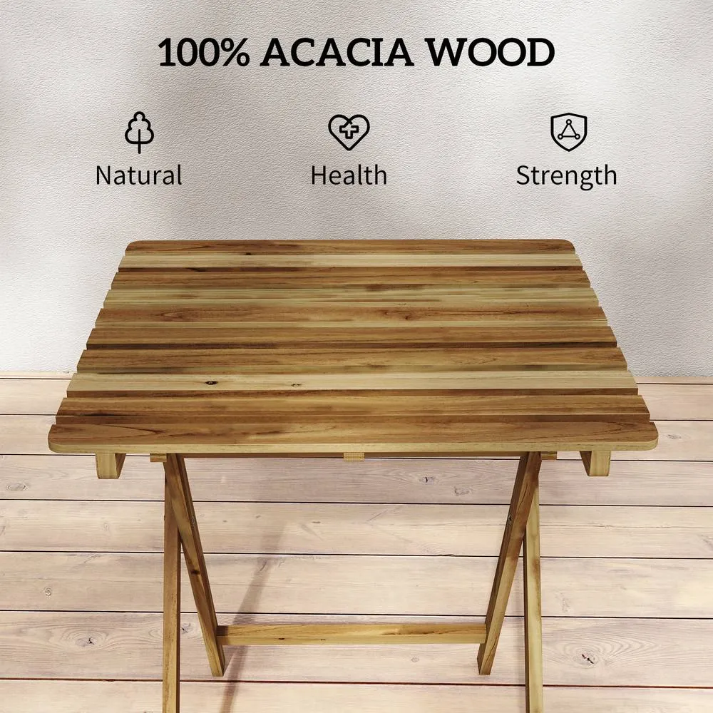 OUTSUNNY Outdoor Coffee Table Foldable Wooden Garden Table Natural Wood 4