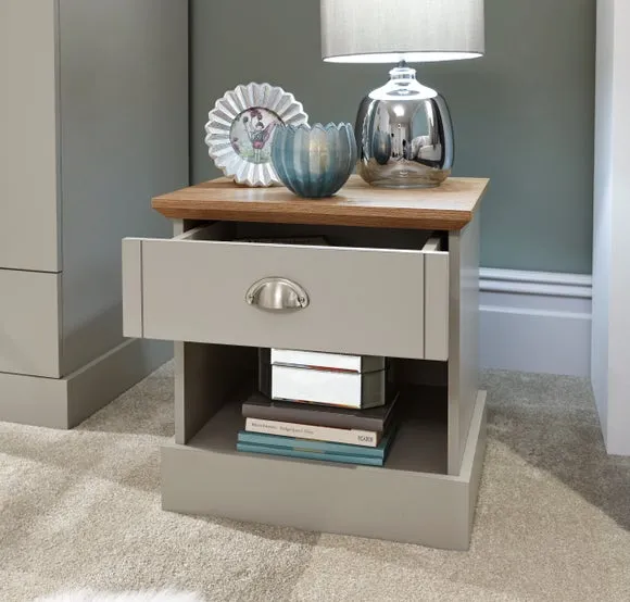 Kendal 1 Drawer Bedside Table, Grey 2