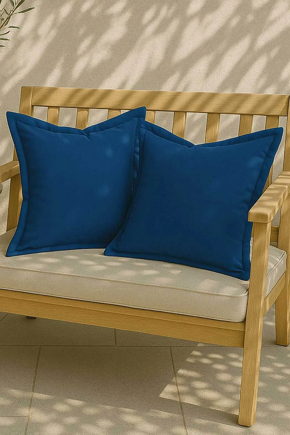Homescapes Luxury Waterproof Plain Outdoor Cushion 45 x 45 cm, Set of 2 in Blue 5
