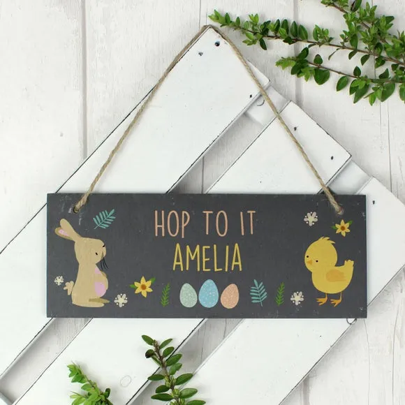 Personalised Easter Egg Hunt Slate Hanging Sign 3