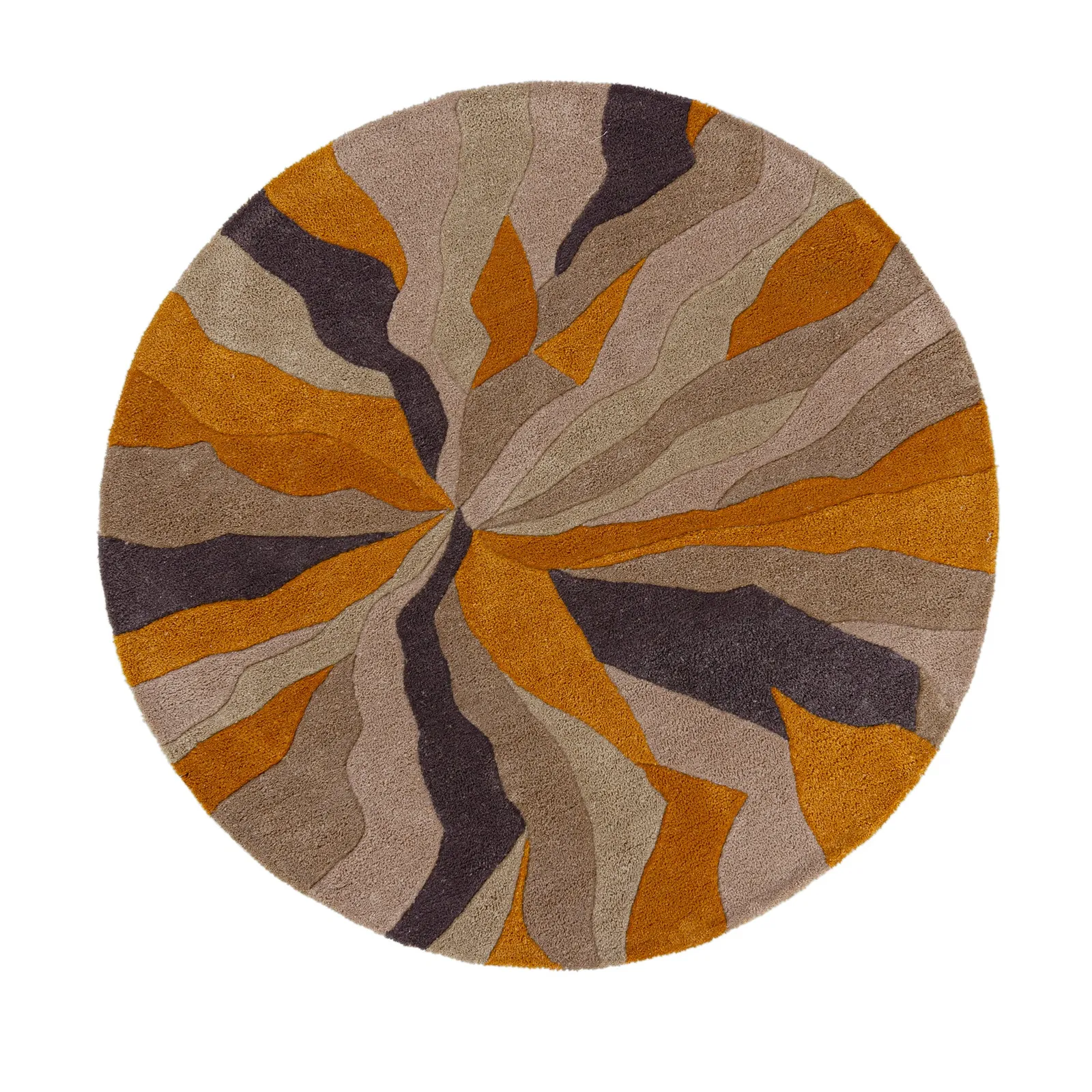 Infinite Splinter Circle Rug Yellow, Purple and Brown