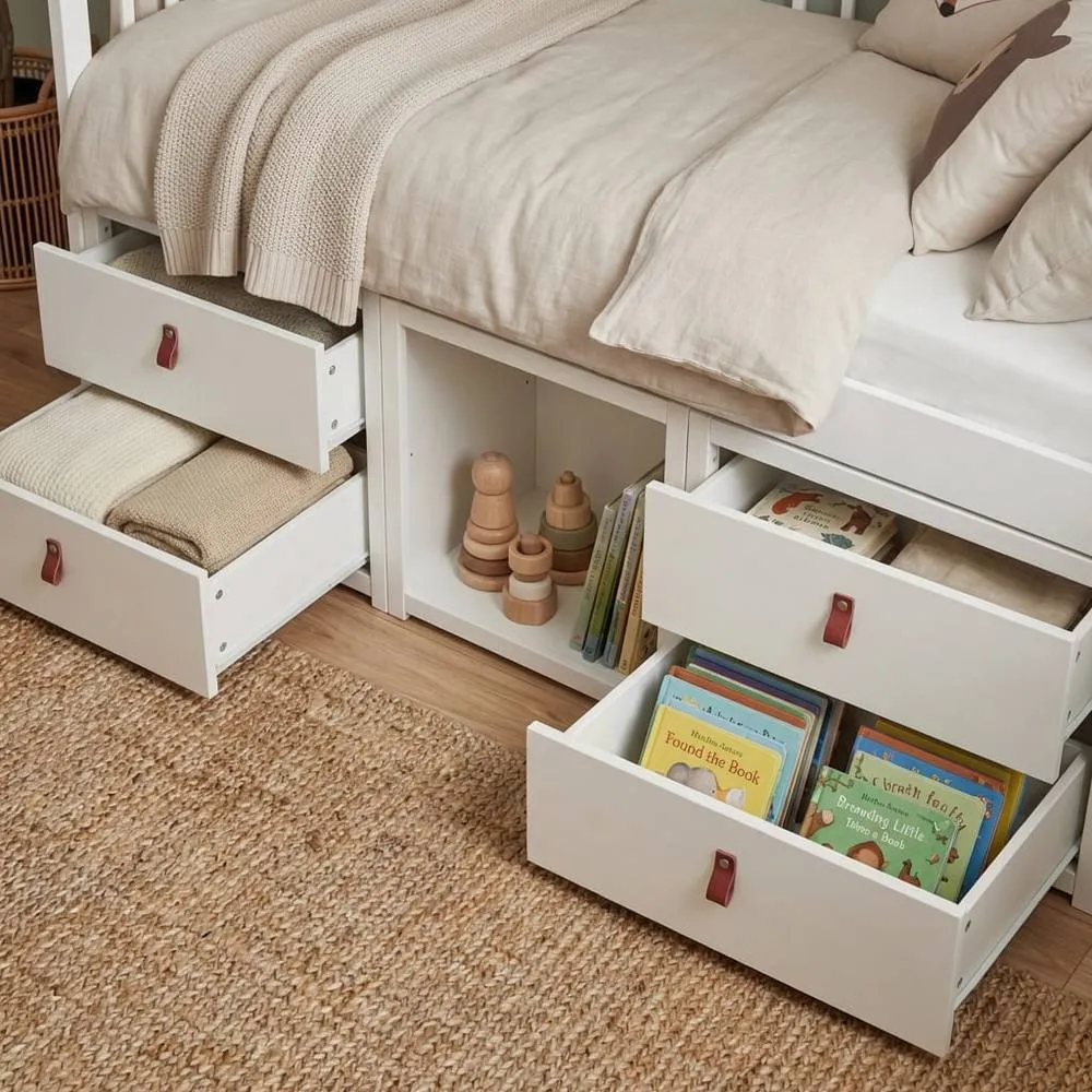 Nöa and Nani Lottie Bo Peep House Day Bed with Storage Drawers in White 3