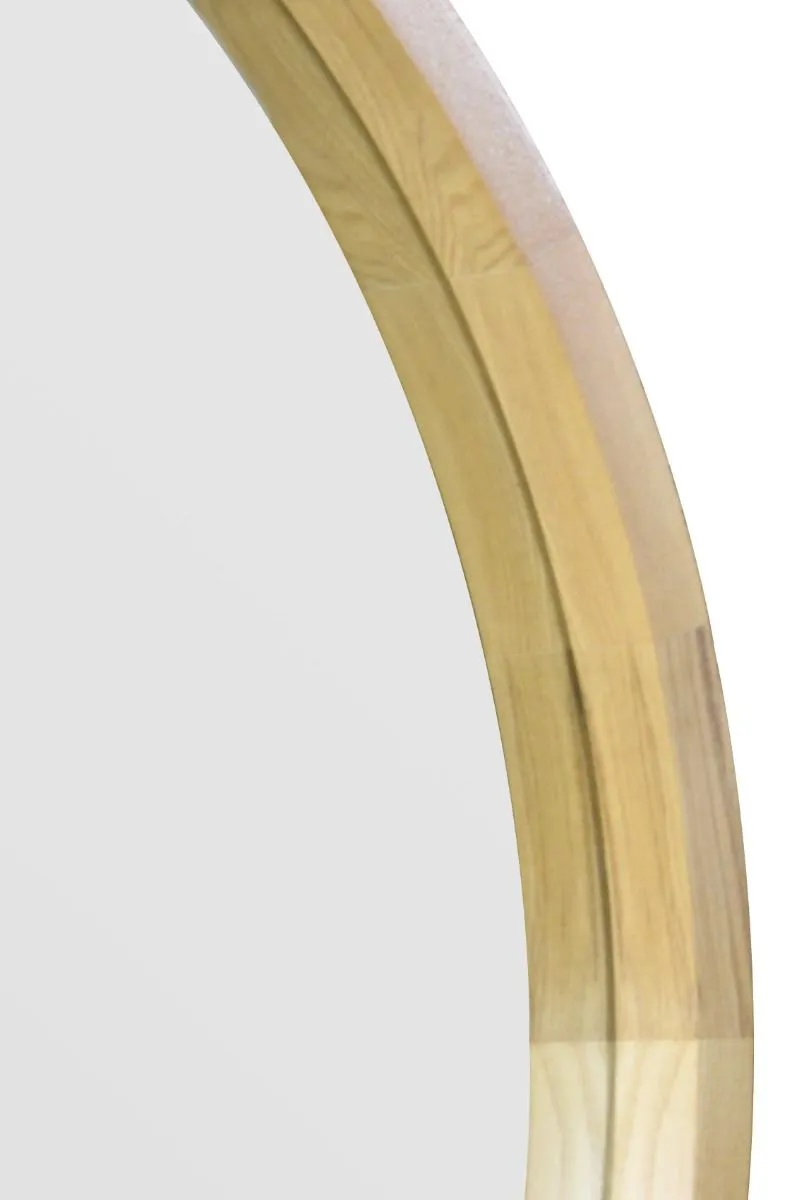 MirrorOutlet Solid Oak Round Deep Dish Framed Mirror 31" X 31" (80CM X 80CM) in Beige 4