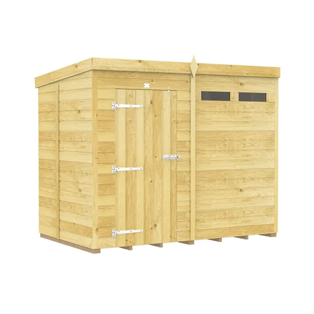 Buttercup Farm 8 x 5 Feet Pent Security Shed - Single Door - L147 x W243 x H201 cm in Brown