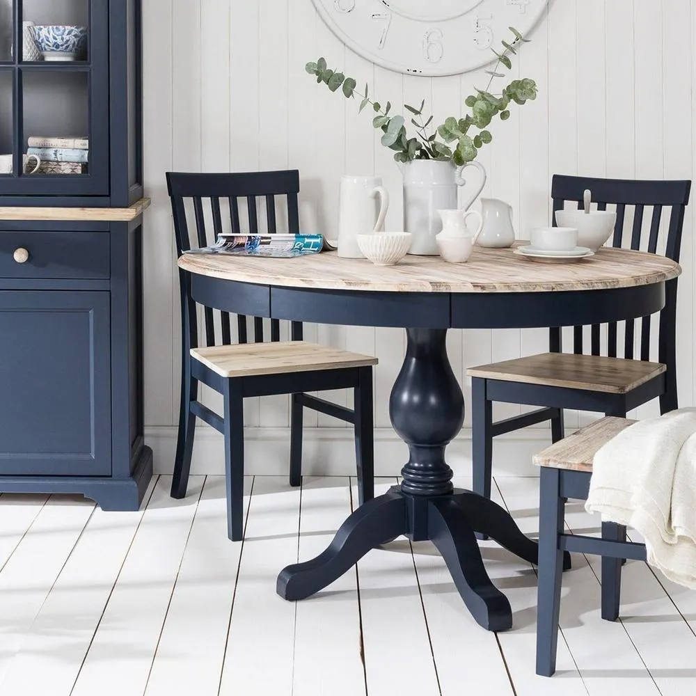 Statement Furniture Florence Large Pedestal Round Dining Table 120cm in Navy 1
