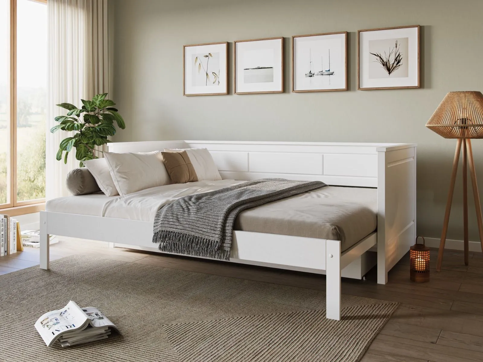 Flair Erika Solid Wood Guest Bed in White 3
