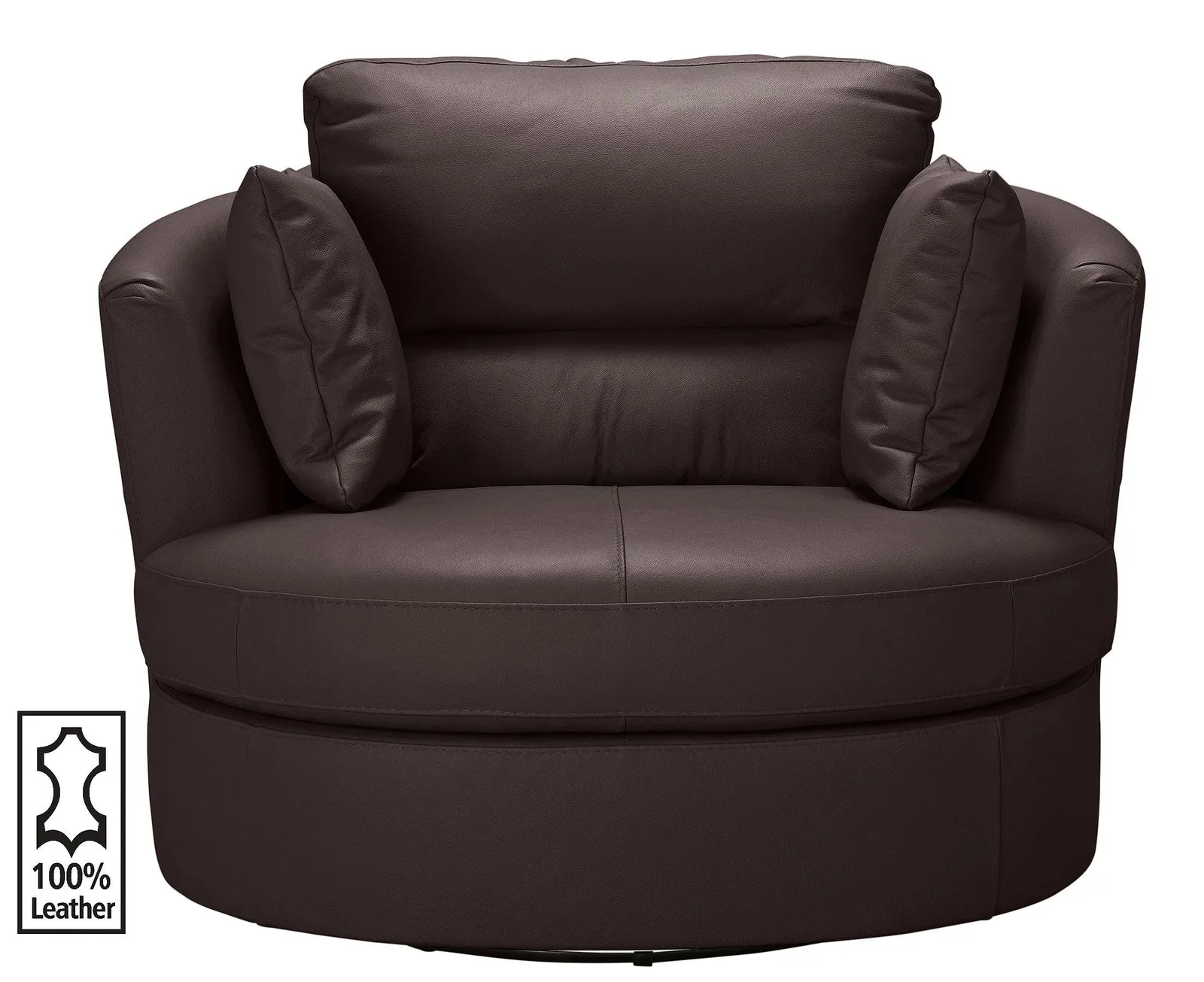 Argos Home Trieste Leather Swivel Chair - Dark Brown