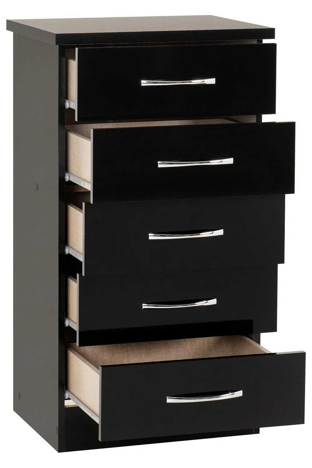 Seconique Nevada 5 Drawer Narrow Chest in Jet Black 3