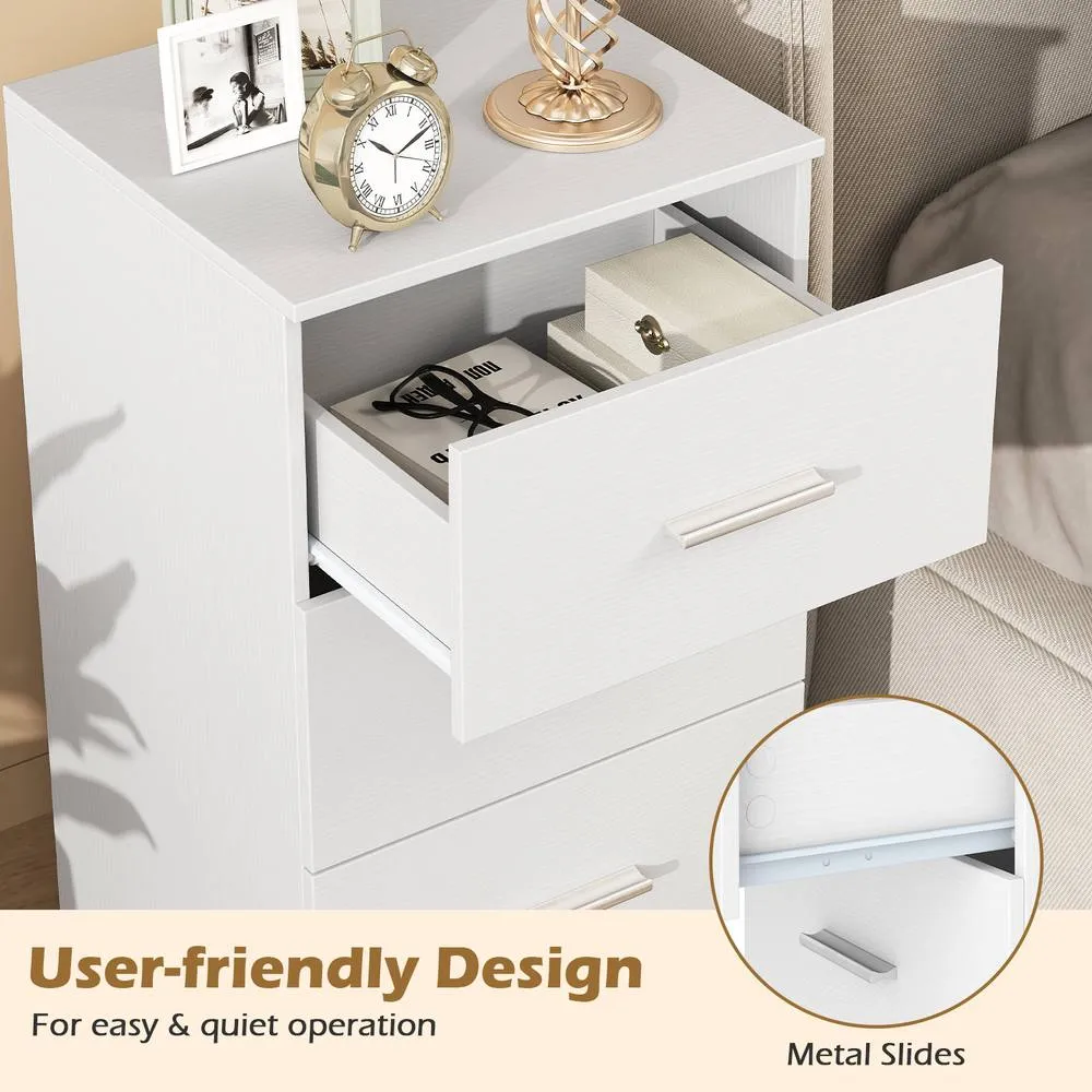 Costway Modern Bedside Table Nightstand End Table Storage Organizer in White 5