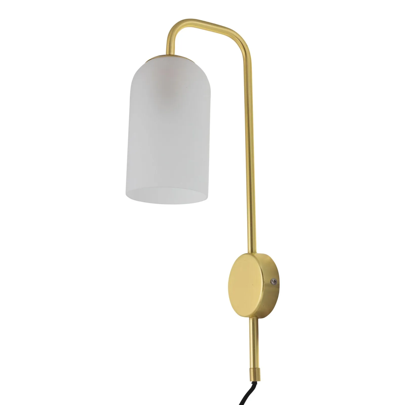 First Choice Lighting Set of 2 Victoria - Satin Brass Plug in Wall Lights Frost Glass Shades in Gold 2