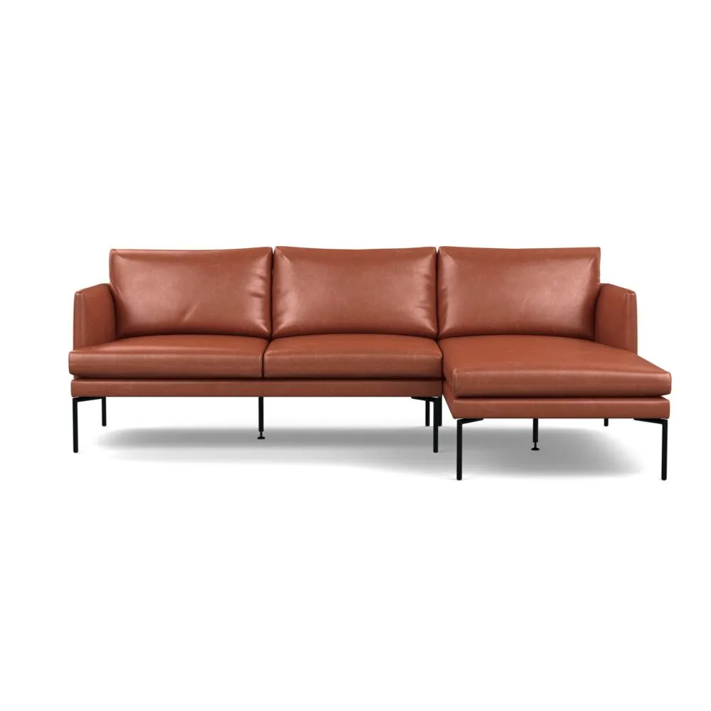 Heal's Matera Right Hand Facing Chaise Sofa Leather Stonewash Light Brown 274 Black Feet 1