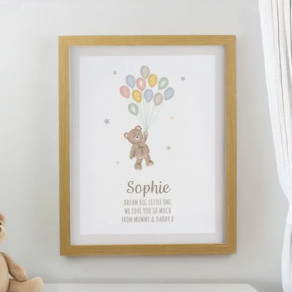 Personalised Teddy Balloon Poster Frame 1