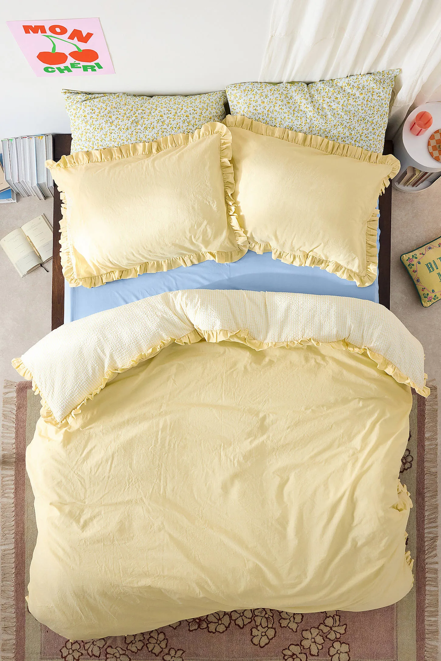 Yellow Stripe Seersucker Duvet Set - Yellow 2