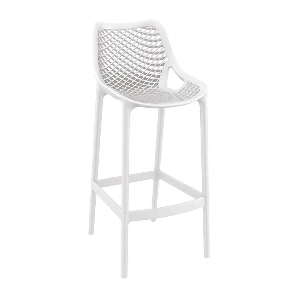 netfurniture Spyro White Outdoor Bar Stool - Glass Fibre Reinforced Polypropylene