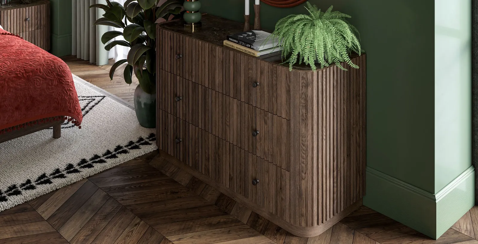 Jacob 3 Drawer Chest - Dark Wood / Brown Marble